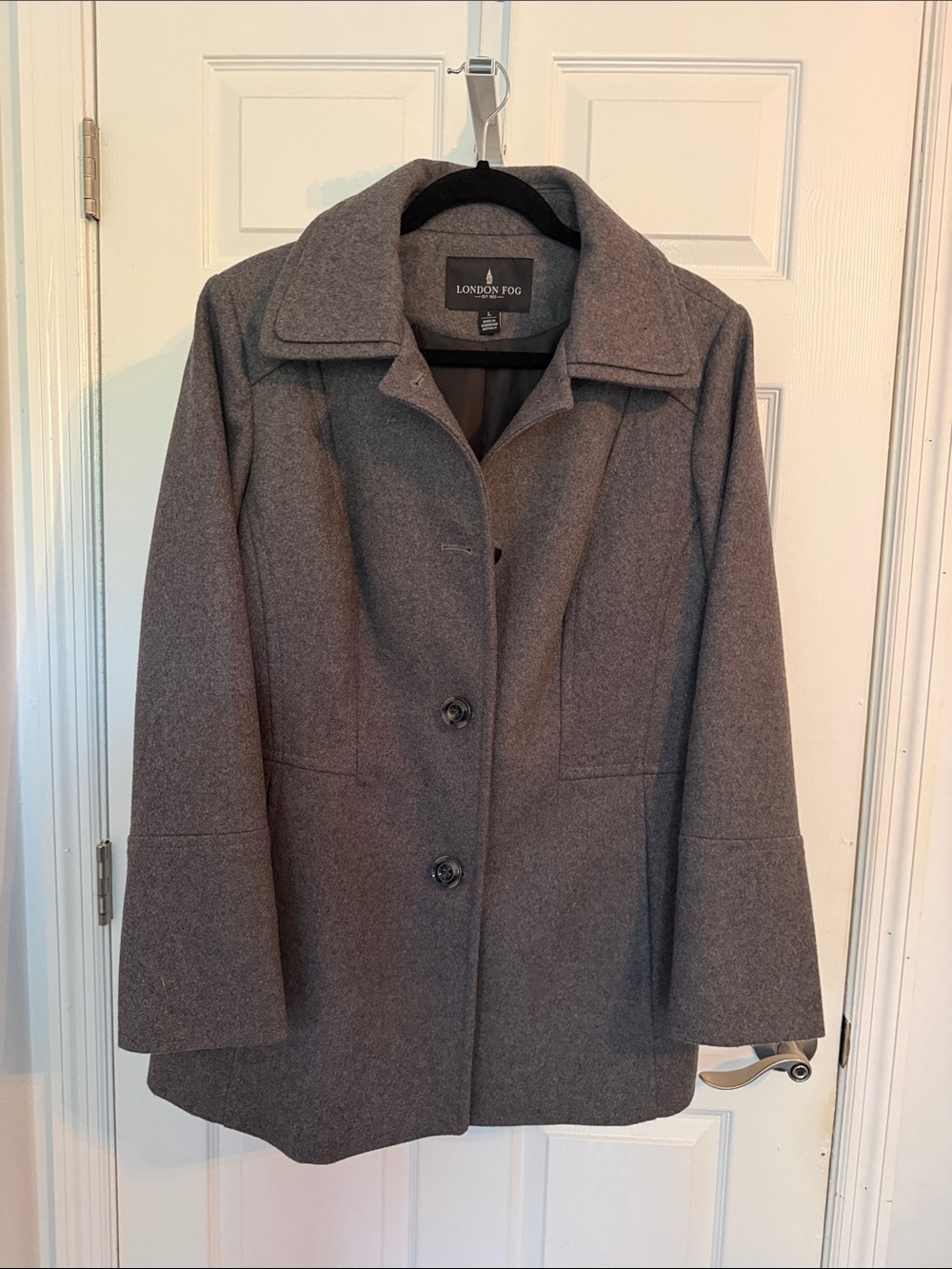 London Fog Women's Charcoal Gray Pea Coat